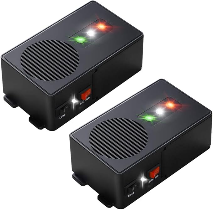 Ultrasonic Rodent Repellent for Car Engine - Battery Powered Under Hood Animal Repeller with Flashing Strobe Light, Keeps Rats and Mice Away from Vehicle, Automobile, Truck, Garage, Attic, Pack of 2