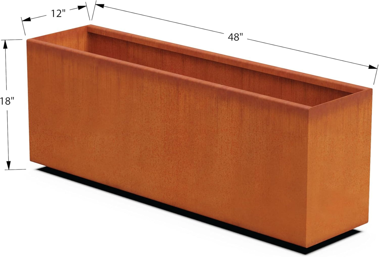 Large Rectangular Planters for Outdoor Plants | 48x12x18 Corten Steel Planter - Extra Large Outdoor Planter Box for Patios, Garden Borders & Modern Landscapes