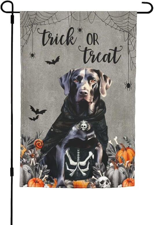 Halloween Labrador Black Dog Bat Pumpkin Garden Flag Welcome Party Outdoor Outside Decorations Picks Home House Garden Yard Decor 12x18 Inch
