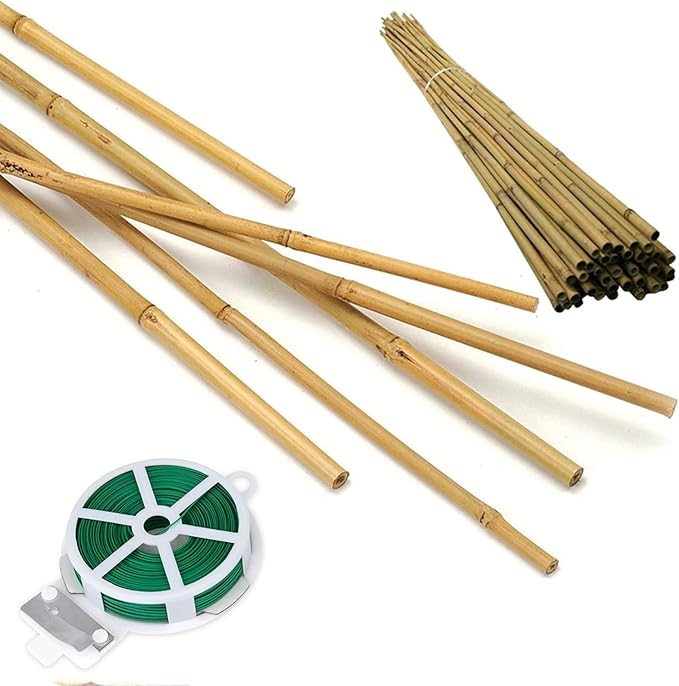50 Pack 6ft Bamboo Plant Stakes for Wood Garden Sticks，Wooden Plant Supports，Bamboos，Bamboo Trellis，Crafts, More Size Choices 8"/12"/16"//2'/3'/4'/5'/6'