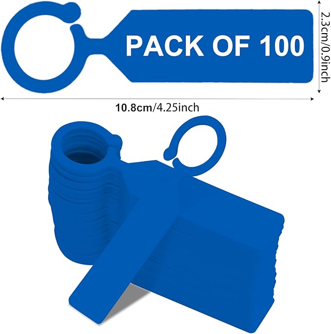 Plant Labels Yuanling 100Pcs Plastic Waterproof Plant Tree Tags Nursery Garden Markers for Indoor Outdoor Gardening Plants Vegetables Flowers Potted (Dark Blue Color with 1 Marker Pen)