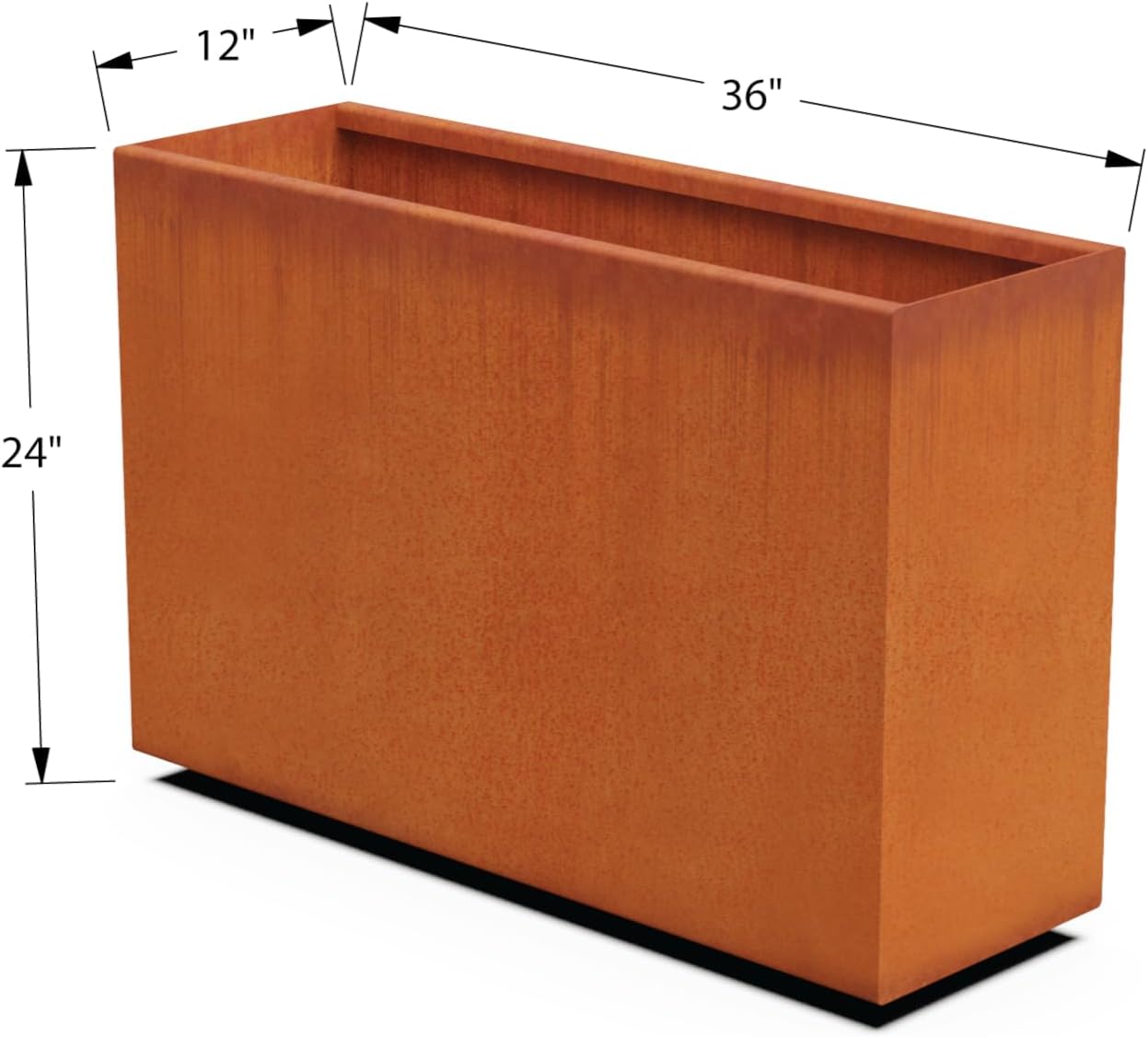 Corten Steel Planter, Large Rectangular Planters for Outdoor Plants - 36x12x24 Inch Extra Large Outdoor Planter Box for Modern Patio & Garden Design