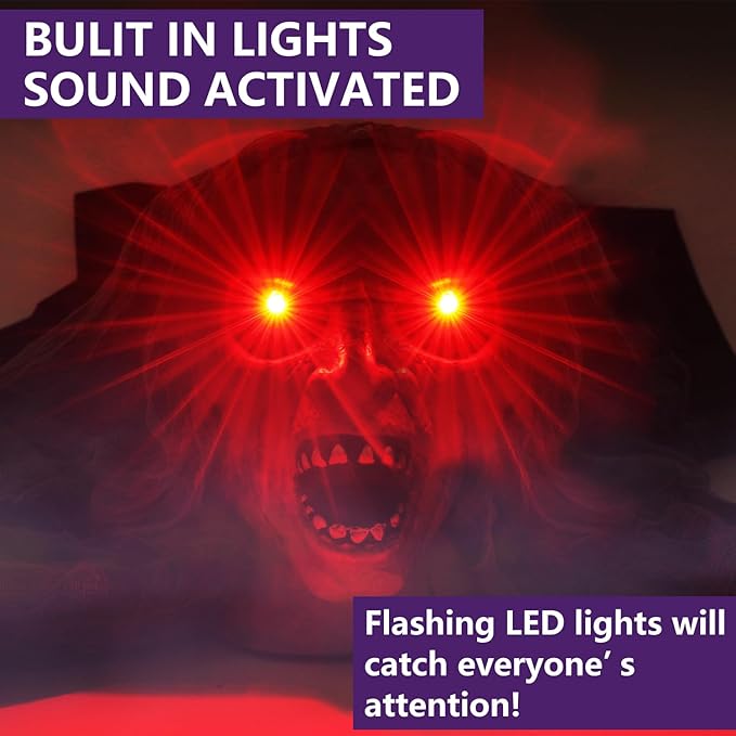 Halloween Light-Up Animated Zombie Groundbreaker with Creepy Sound for Halloween Outdoor,Lawn,Yard,Garden,Patio Decorations