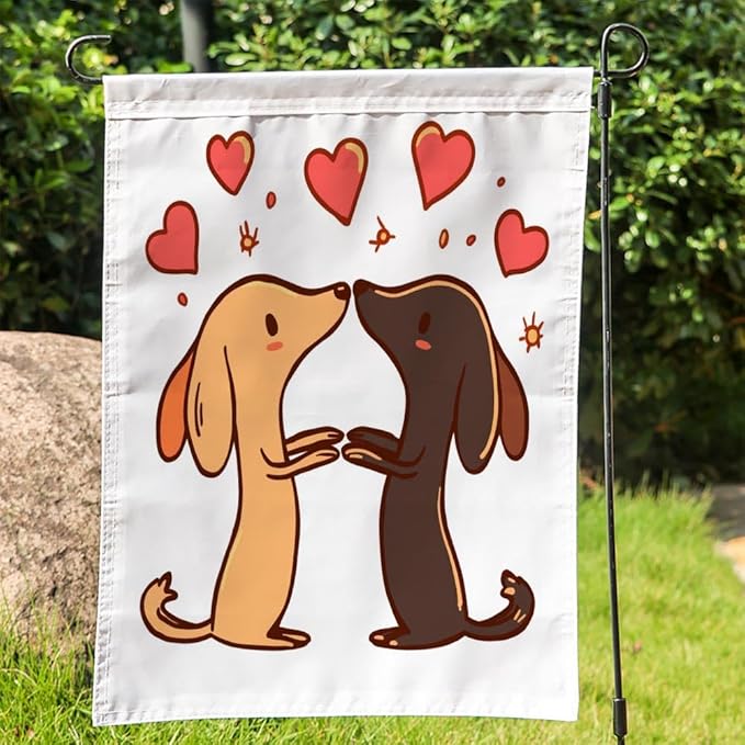 Loving dog Outdoor Garden Flag 12X18 Inches Double Sided Seasonal Garden Flag