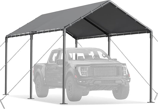 Carport 10x20ft Heavy Duty Car Tent, Portable Garage, Car Shelter, All-Season Tarp Tent for Car, Party，Grey