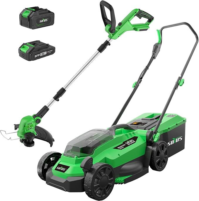 SOYUS Cordless 13 Inch 20V Lawn Mowers & 20V 12 Inch Weed Wacker