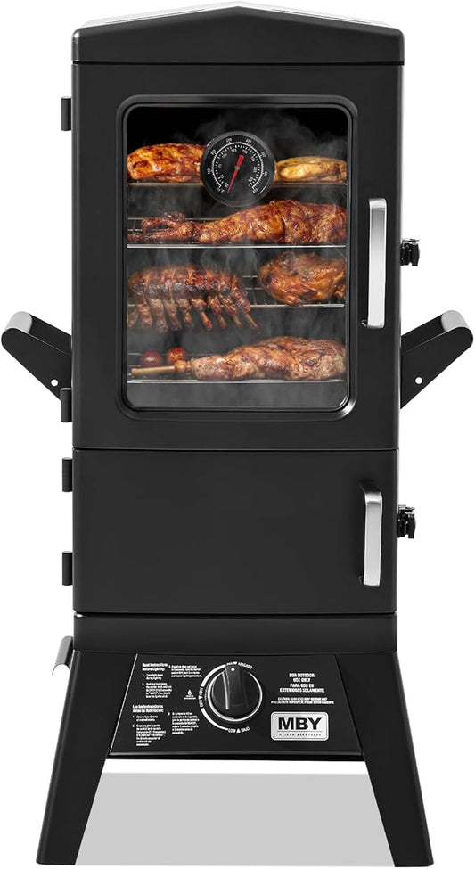Large Vertical Propane Smoker Grill – 4-Rack Outdoor Gas BBQ Smoker with Temperature Control, Heavy Duty Design & Weather-Resistant Cover for Meat, Fish, Ribs