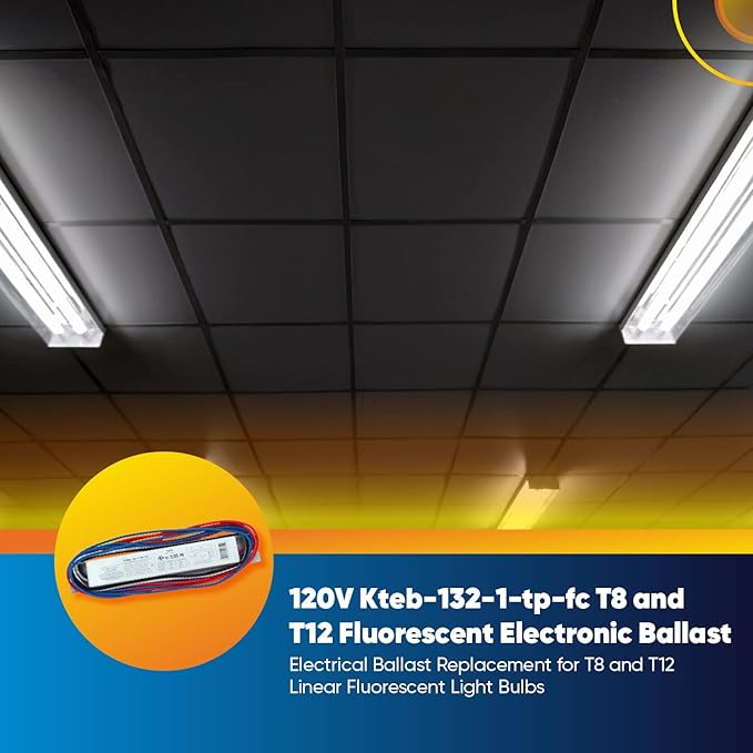 Technical Precision Replacement Ballast for Keystone Technologies Kteb-132-1-tp-fc 120V Electronic Ballast for T8 and T12 Fluorescent Fixtures - Operates 1 Lamp - 1 Pack