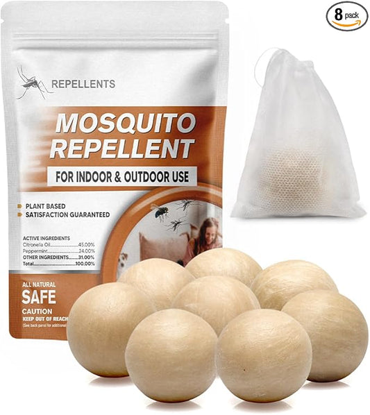 Mosquito Repellent Outdoor Patio, Mosquito Repellents Indoors, Natural Mosquito Repellent Balls, Mosquitoes Repellant for Yard/Camping, Mosquito Deterrent,120 ft² and 60-90 Days-8P