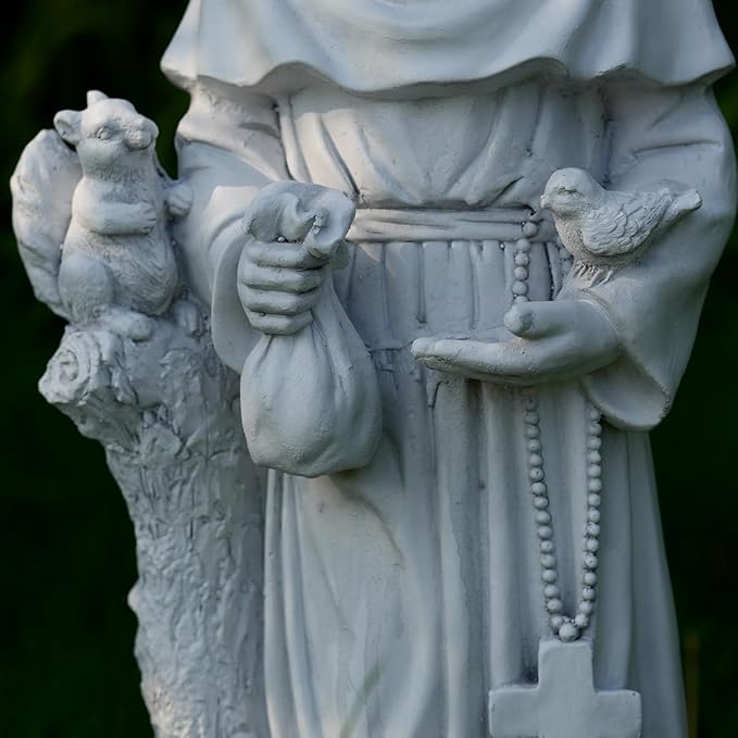 St Francis Garden Statues, Saint Francis of Assisi Catholic Christian Yard Decor Lawn Garden Patio, Outdoor Sculptures Art Decorations, Grey