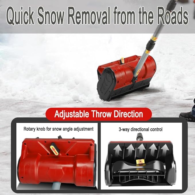 Cordless Snow Shovel,12" Electric Snow Blower with Adjustable Handle and Directional Plate,6.2" Clear Depth with Front Handle for Deck,Patio,Bare Tool(No Battery) (for Milwaukee)