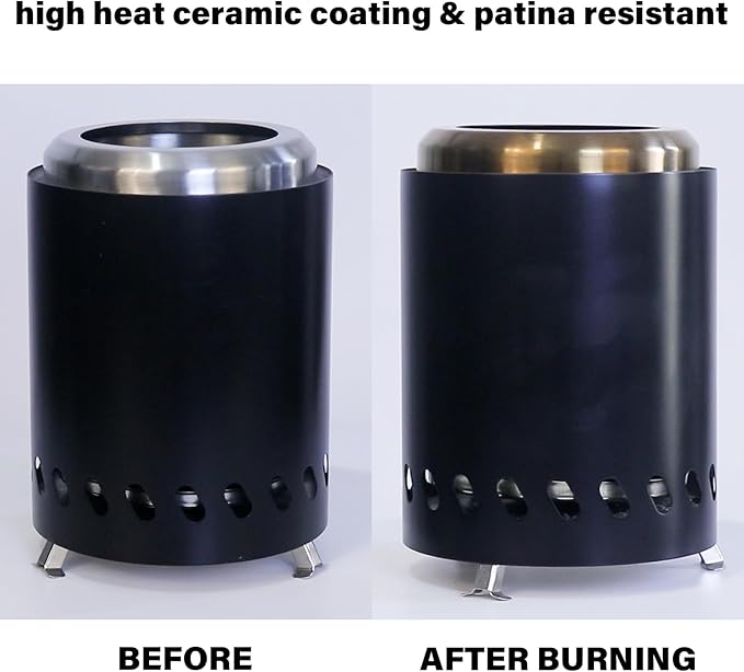 HGD Small Tabletop Fire Pit, Smokeless Table Top Firepit Outdoor, Portable Mini Stove with Carry Bag for Camping Backyard Patio Garden Picnic, Fueled by Pellets or Wood, Stainless Steel, Black