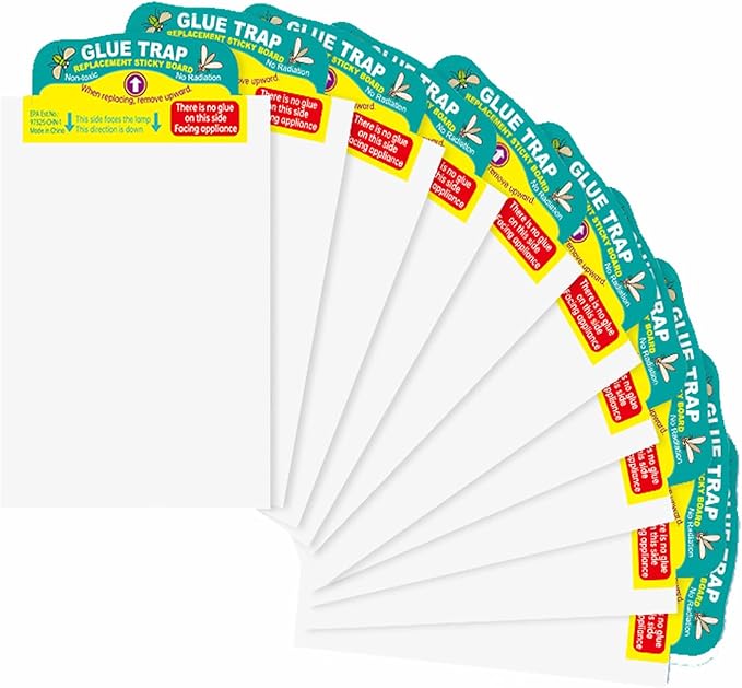 10 Refills for Fruit Fly Trap for Indoors, Compatible with BUGAWAY QH010A Plug-in Fly Insect Trap, Replacement Sticky Glue Cards for UVA Gnat Traps for House (No Device)