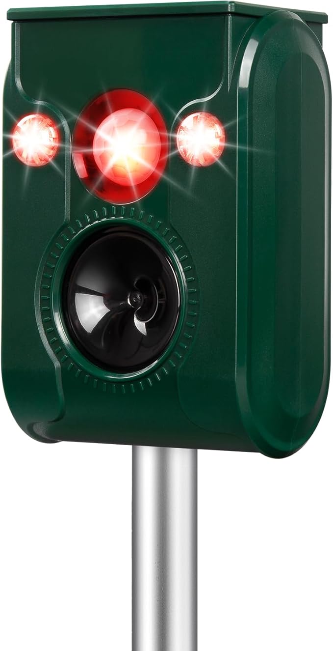 2025 Upgraded Solar Animal Repeller, Ultrasonic pest Repeller, Cat Repellent Outdoor, Squirrel Repellent, Deer Repellent,Waterproof,Siren and Flash Animal Repellent,Dog, Raccoon, Skunk, Rabbit, Rodent