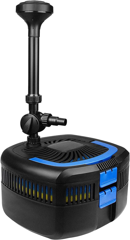 ANBULL 1370GPH Pond Filter Pump, 110V/57W All-in-one Fountain Kit, Variable Frequency Water Pump with 13W UV-C, High Efficiency Filter Water Pump for Outdoor Ponds up to 2113 Gallons