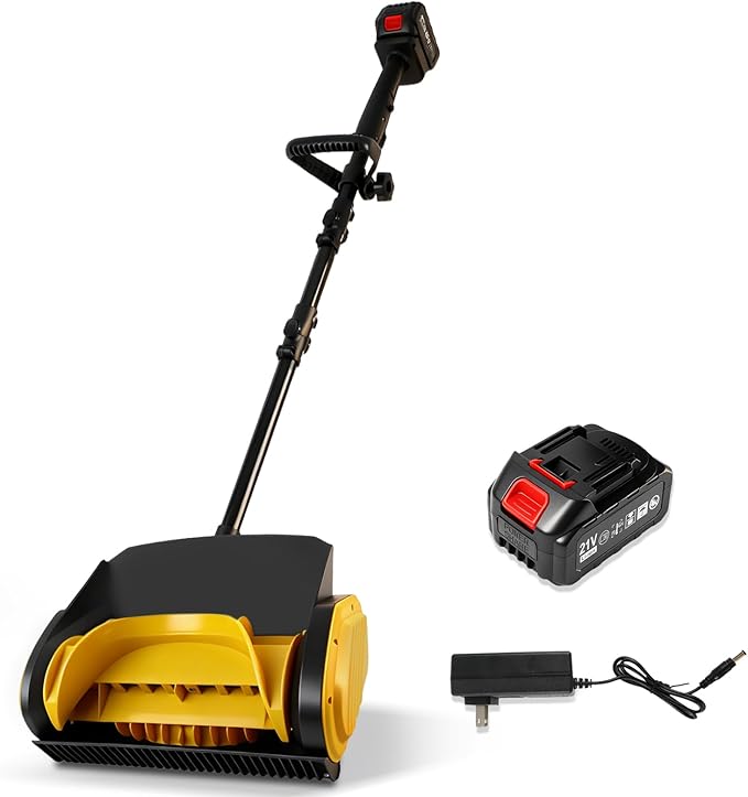 Cordless Snow Shovel, 12 Inch Electric Snow Shovel with 2×4.0Ah Batteries & Charger, 26FT Throw, Detachable 3-Section Pole & Adjustable Handle, for Driveway, Patio, Deck