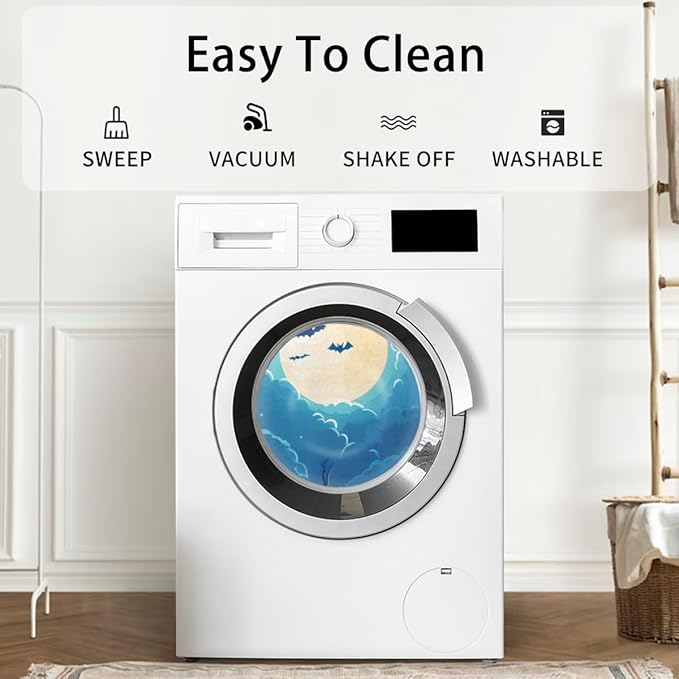 Halloween Half Round Door Mat, Halloween Castle Pumpkin Ghosts Semicircle Door Mats, Non Slip Area Rug Soft Doormat for Indoor Entrance Wear Resistant Welcome Mat for Garage Patio Home 24 x 36 In