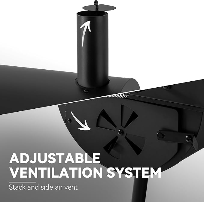 Royal Gourmet CC1830FC Charcoal Grill Offset Smoker (Grill + Cover), Black