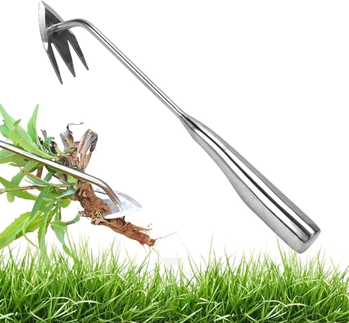 Manual Weed Remover Tool for Lawn and Garden, 2025 New Weeding Artifact Uprooting Weeding Tool,Weed Puller Tool 3 Tooth Manganese Steel for Gardening Backyard Farm (14in)