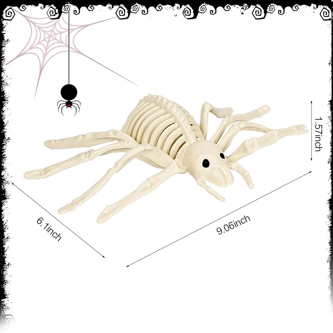 4 Pack Spider Skeleton Halloween Decor Sculpture Scary Centrepiece Animal Skeleton Spider Bone for Indoor Outdoor Spooky Scene Garden Haunted House Props