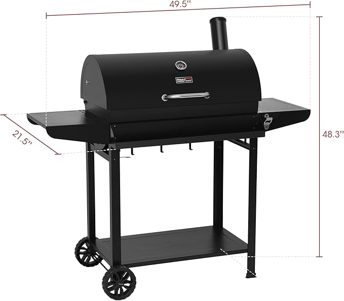 Royal Gourmet CC1830T 30-Inch Barrel Charcoal Grill with Warming Rack & Front Storage Basket, Outdoor BBQ Grill with 627 sq. in. Grilling Area for Backyard Barbecue Cooking Party, Black