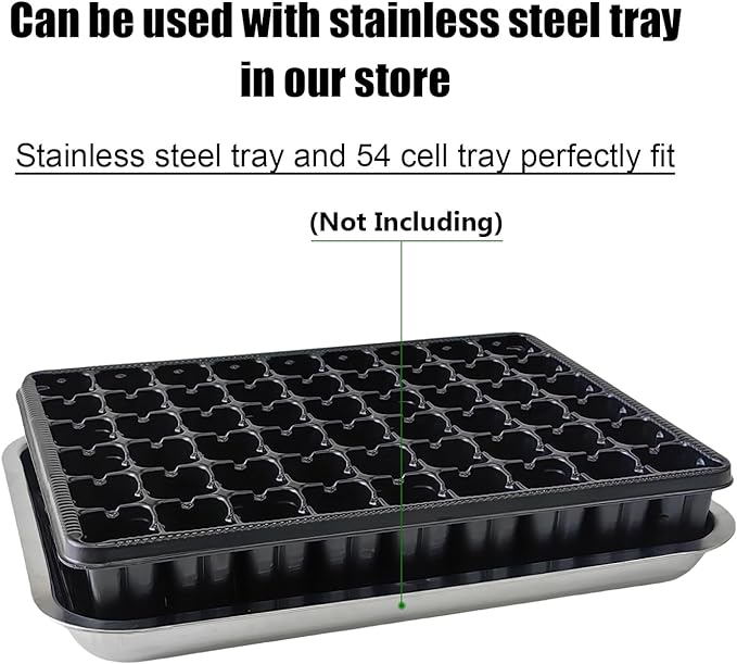 54 Cell Seed Starter Trays, 2.8" Deep Plug Tray Seedling for 1015 Nursery Tray, Super Thick Reusable Trays for Easy Transplantation (11.14inch ×14.6 inch, 5-Pack)