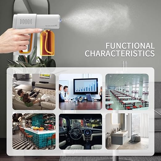 Professional Disinfectant Fogger Machine, 380ml Wireless Nano Sprayer Gun Handheld Sanitizer Fogger, Blue Light Foggers for Touchless Sanitization