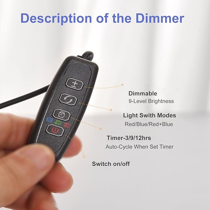 Grow Lights for Indoor Plants, Full Spectrum Plant Growing Lights with Auto On Off 3/9/12H Timer, 9 Level Dimmable, 3 Light Modes Clip on Grow Lamp for Indoor Seed Starting/Succulent, 2 Packs