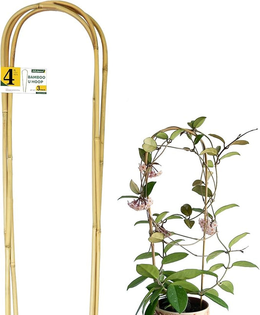 Natural U-Hoops Bamboo Plants Trellis 4Ft, Garden Trellis U-Shape for Climbing Plants, Garden Arch Support for Potted Plants, Vines, Ivy Climbing Plants, Flowers-3 Pack