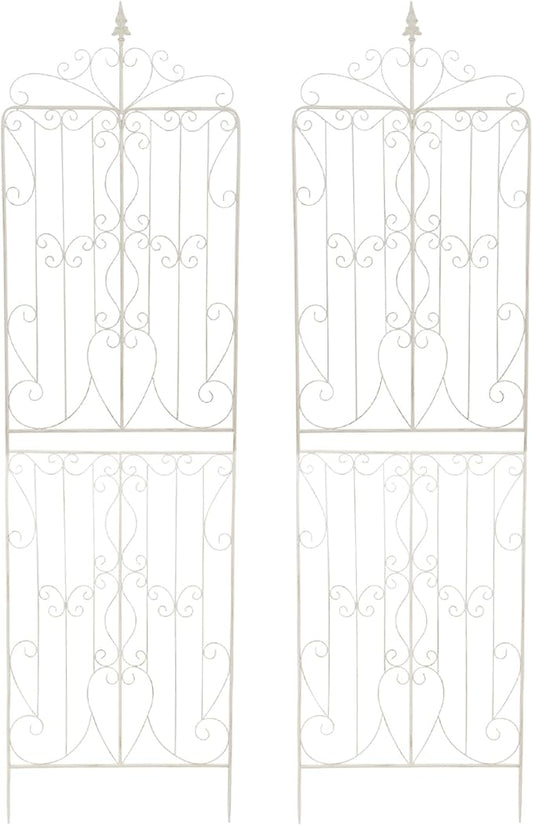 Sungmor 2 Pack Large Garden Trellis for Climbing Plants, 92.5 Inch Tall Rustic White Garden Metal Trellis, Decorative Trellis for Outdoor Rose Vines Cucumbers Support, Greenhouse, Flowerbed, Backyard