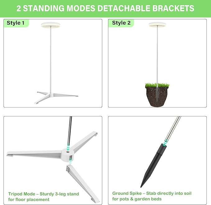 Grow Light for Indoor Plants with Tripod Stand, Full Spectrum Plant Lamp 61" Tall Halo Grow Lights for Plant with Automatic Timer, 72 LEDs Plant Light Height and Brightness Adjustable