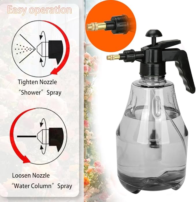 MRPAPA 2 Pack Handheld Pump Sprayer, Garden Pressure Water Spray Bottle with Adjustable Brass Nozzle for Plants (1.5L-Grey-2PCS)
