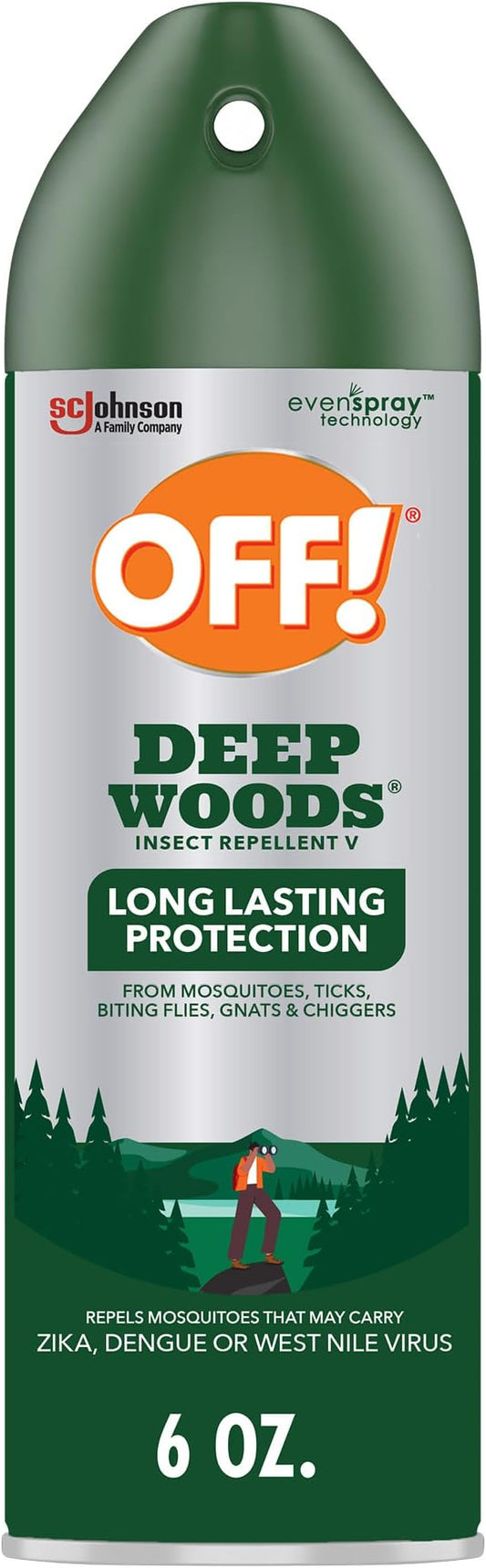 OFF! Deep Woods Insect Repellent Aerosol, Bug Spray with Long Lasting Protection from Mosquitoes and Ticks, 6 oz