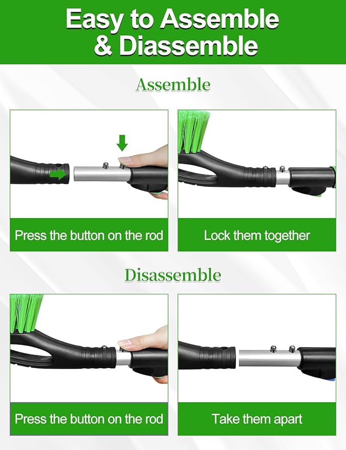 HEEYA Ice Scraper and Brush for Car, Extendable Snow Brush and Ice Scraper for Car Windshield Window, Car Snow Scraper and Brush with Foam Grip for SUV Truck Automobile Vehicle - Green