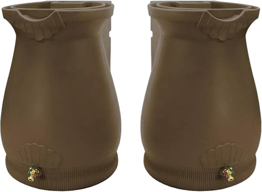 65-Gallon Urn Rain Wizard Decorative Barrel (Oak, 2 Pack)