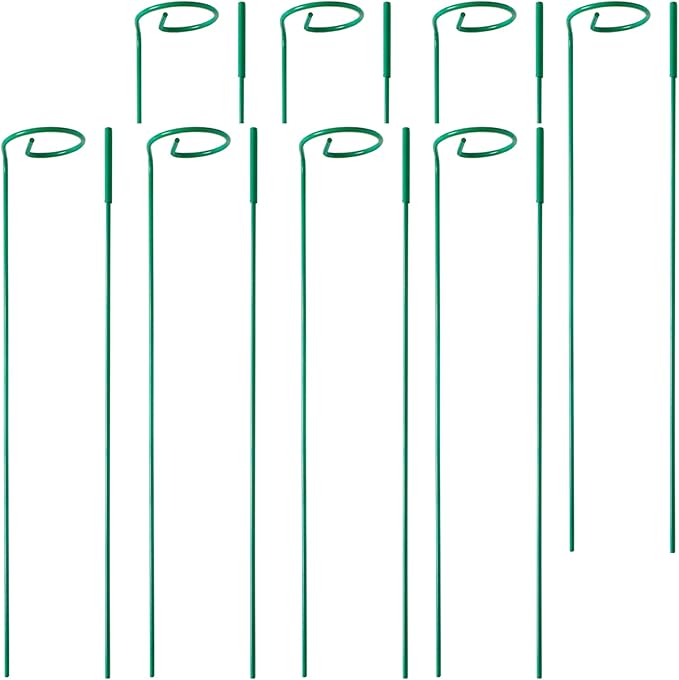 8 Pack Plant Stakes,Plant Support Stakes for Two Sizes(16 or 32 Inches),Plant Stakes for Outdoor Plants,Garden Flower,Tomato(Green)