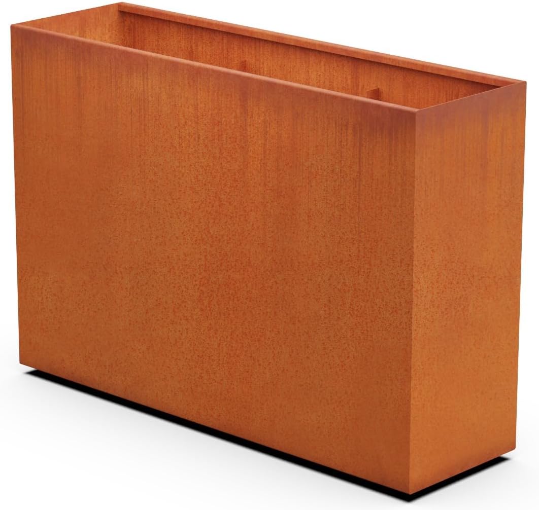 Corten Steel Planters | 60x18x42 Large Rectangular Planters for Outdoor Plants – Extra Large Outdoor Planter Box for Privacy Screen, Patio & Deck | Heavy Duty Metal Planter Rectangle