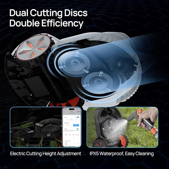 SUNSEEKER X7 Wireless Robot Lawn Mower 0.75 Acre/ 32,000Sq. Ft, with Smart APP Control, Vision AI System & RTK, Path Planning, Adaptive Floating Cut Height up to 4", for Medium to Large Yards