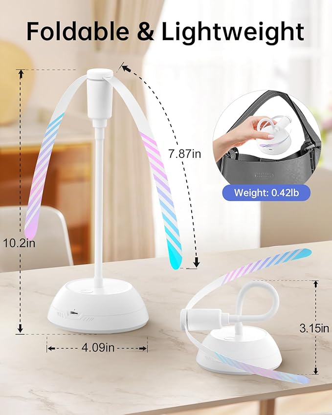 4PCS Food Fan for Table, 2000mAh Rechargeable Portable Tabletop Fans with Holographic Blades and 360° Goose-Neck, Table Food Spinner Quiet for Picnic, Home, Party, BBQ(White)