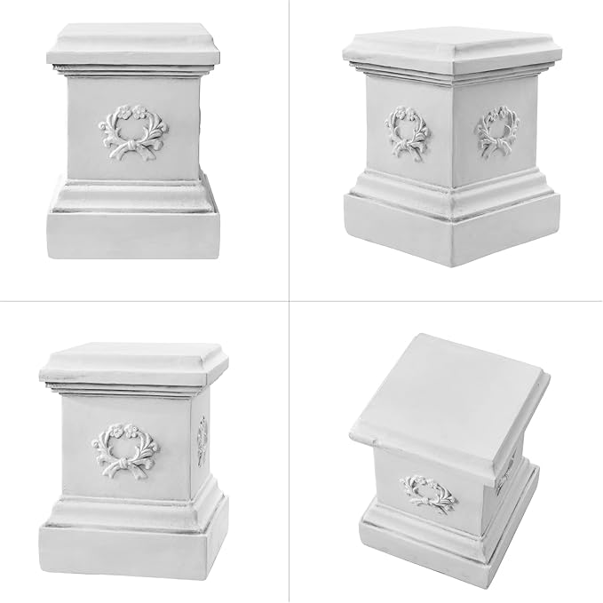 TOETOL Garden Outdoor Statues Classic Plinth Sculptures Decor Base Riser 16.7" Magnesium Oxide Stone Grey Yard Patio Deck Home Hallway Sculpture