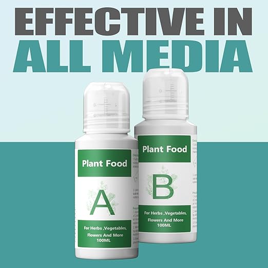 Hydroponics Nutrients for Aerogarden(800ml in Total), Plant Food A & B Hydroponics Supplies, Indoor Plant Fertilizer for Hydroponics Growing System, Hydroponic Solution for Vegetables Thrive