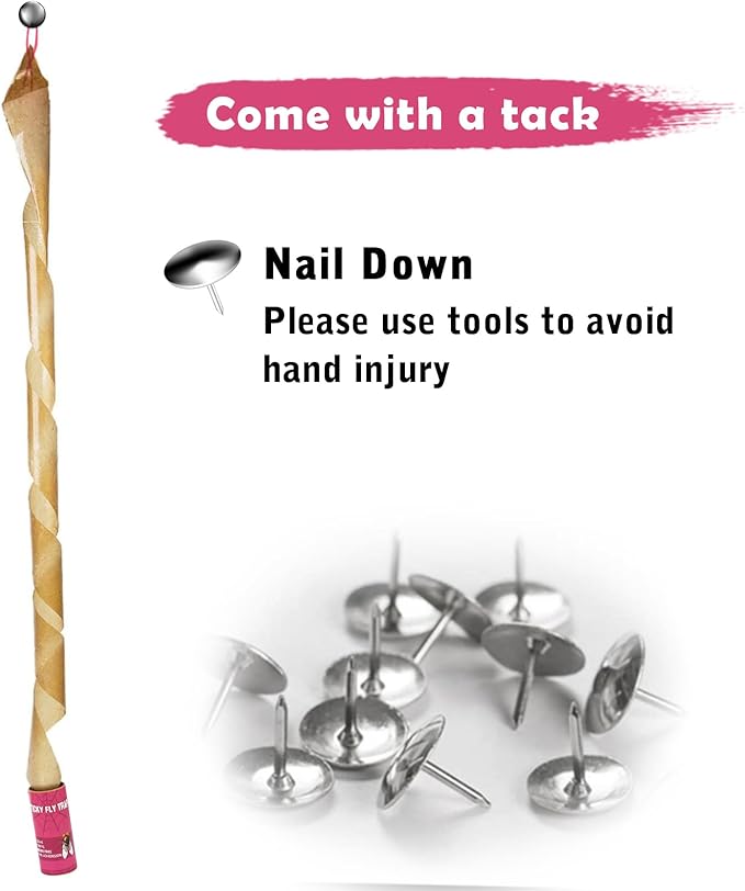 40 Pack Fly Trap, Fruit Fly Traps for Indoors, Fly Traps Outdoor Hanging, Flying Insect Trap, Fly Strips Tape Paper Ribbon, Gnat Traps for Bug, Insect, Pest, Mosquito, Pink