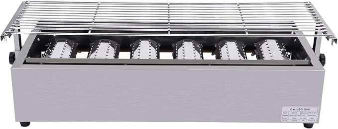 Outdoor Park Grills, 6 Burner Gas BBQ Grill With Adjustable Temperature, Portable Stainless Steel Barbecue Table Top Grill Cooking With Adjustable Height With Food Tray For Families, Barbecue Stores