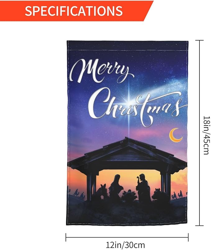 Christmas Nativity Scene Characters Black Silhouette Desert Night Comet Star Garden Flag Welcome Party Outdoor Outside Decorations Picks Home House Garden Yard Decor 12x18 Inch