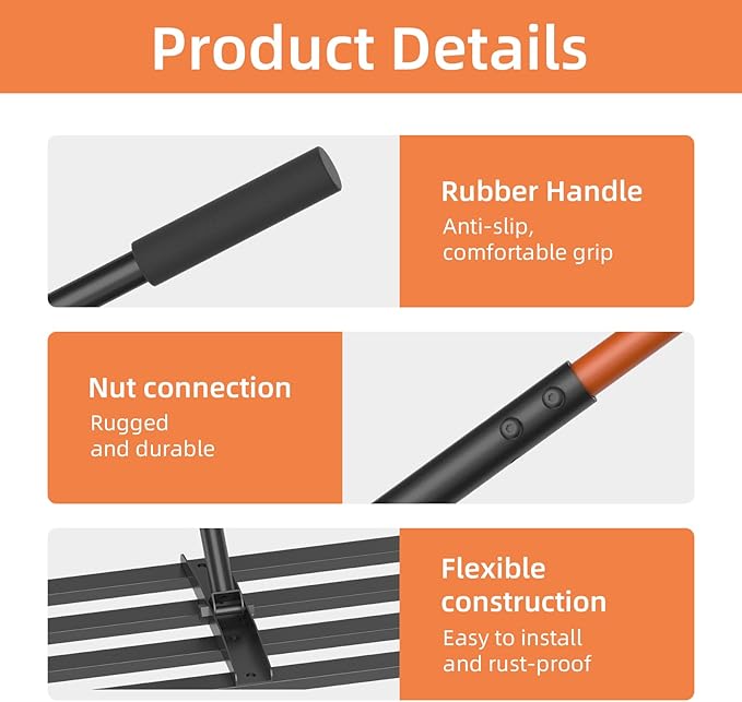 Lawn Leveling Rake 30"x10", Heavy-Duty Stainless Steel Yard Leveling Rake, Professional Soil Leveling Tool for Pastures, Golf Lawns, Gardens, Yards (Black)