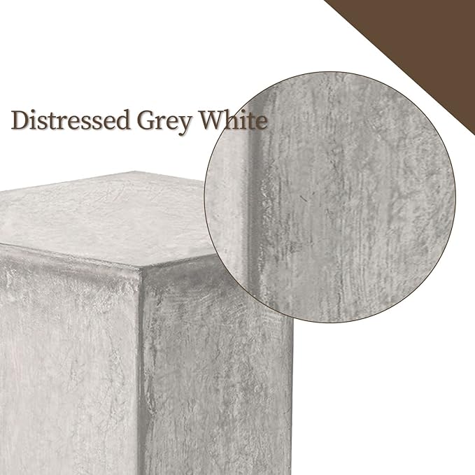 COSIEST Concrete Accent Table, Hexagon Patio Side Table 14.5''Wx16''H, Modular Design Indoor Outdoor End Table, Distressed Grey White Patina