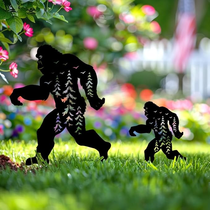 Bigfoot Yard Decor for Outside, Black Metal Sasquatch Decorative Garden Stakes, Bigfoot Silhouette Garden Decor Art, Big Foot Sasquatch Gifts for Men/Women, Big Foot Yard Decorations Outdoor
