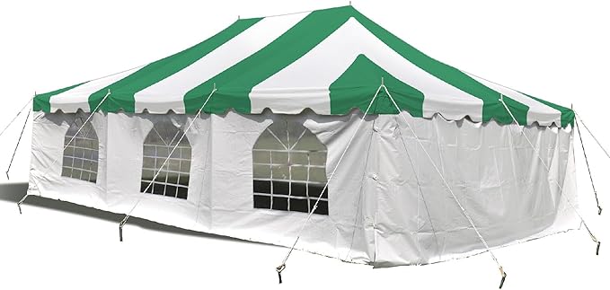 Party Tents Direct 20'x 30' Weekender Canopy Pole Tent with Sidewalls - Easy Up Canopy Tent with 120 Person Capacity - Outdoor Canopies for Parties, Weddings, and Events (Green/White)