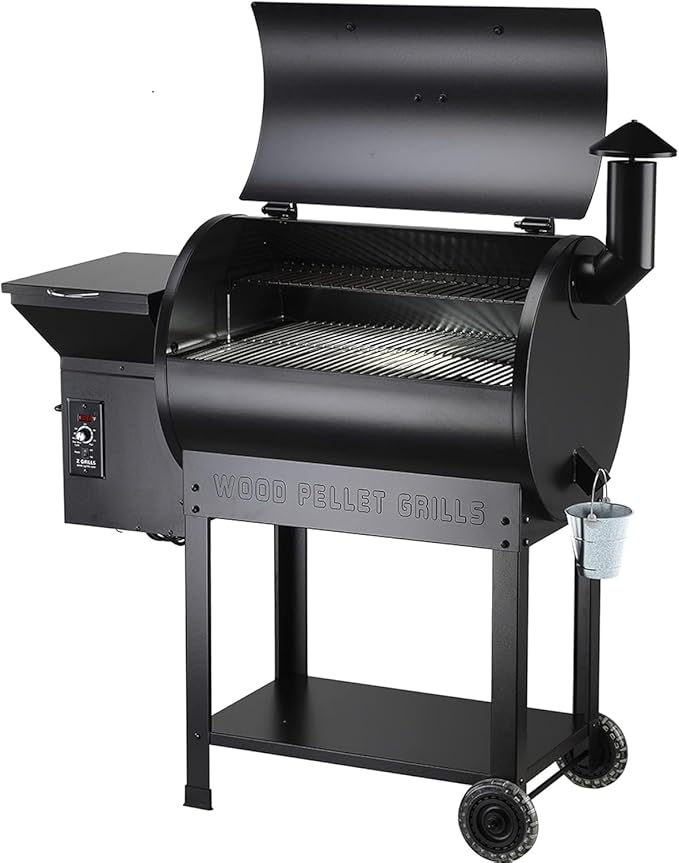 Z GRILLS ZPG-7002B Newly Upgrade Wood Pellet Grill & Smoker, 8 in 1 BBQ Grill Auto Temperature Controls, inch Cooking Area, 700 sq in Black