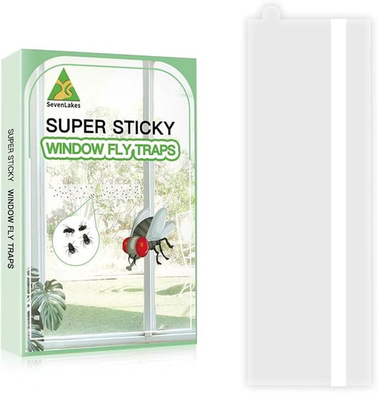 60 Pack Window Fly Traps, Clear Sticky Insect Catchers for Windows, Non-Toxic, Odorless, Waterproof Bug Trap for Fruit Flies, Gnats, House Flies & More – Indoor/Outdoor Insect Control Solution